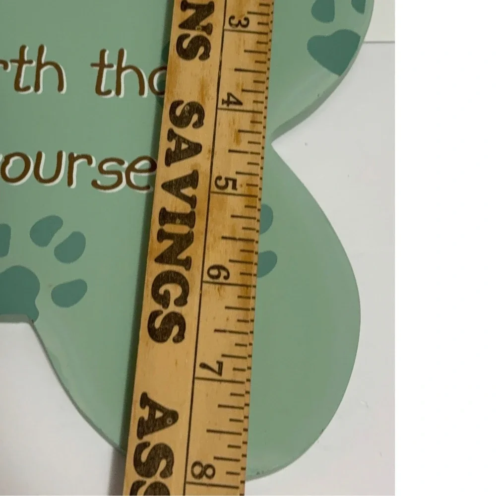 Dog Lover Bone Shaped Wall Plaque Sage Paw Print Quote Sign Pet Gift Decor